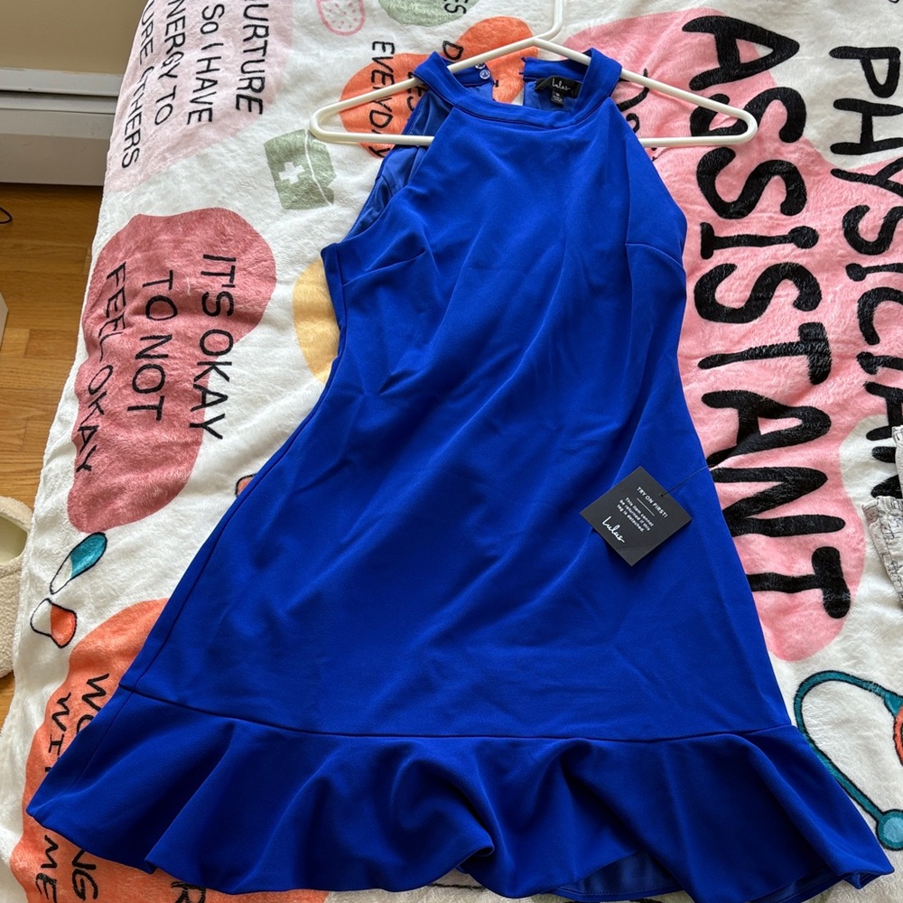 Lulu's Royal Blue Ruffle Mini Dress